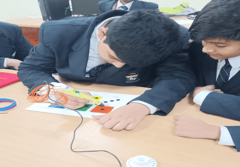 Students collaborating on an innovation project